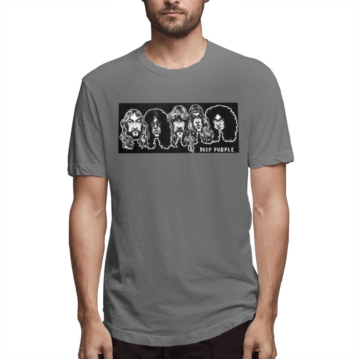 SenziJurDD-Fashion Men'sDeep Purple Round Collar Shirts Deep Heather with Casual Short Sleeves