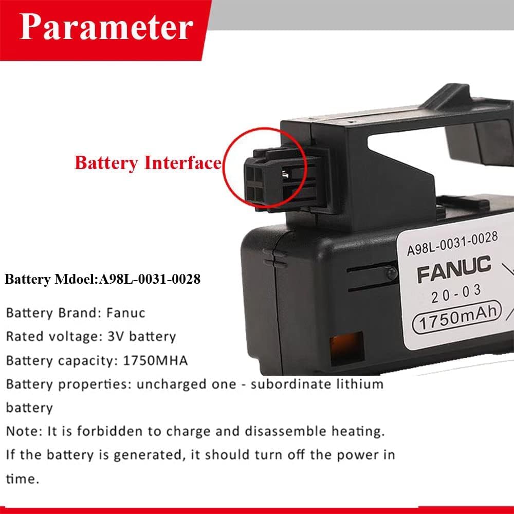 [8 Pack] 3V 1750mAh A98L-0031-0028 Lithium Battery for FANUC A98L-0031-0028, A02B-0309-K102, CNC Machine Controler 3P Plug Style