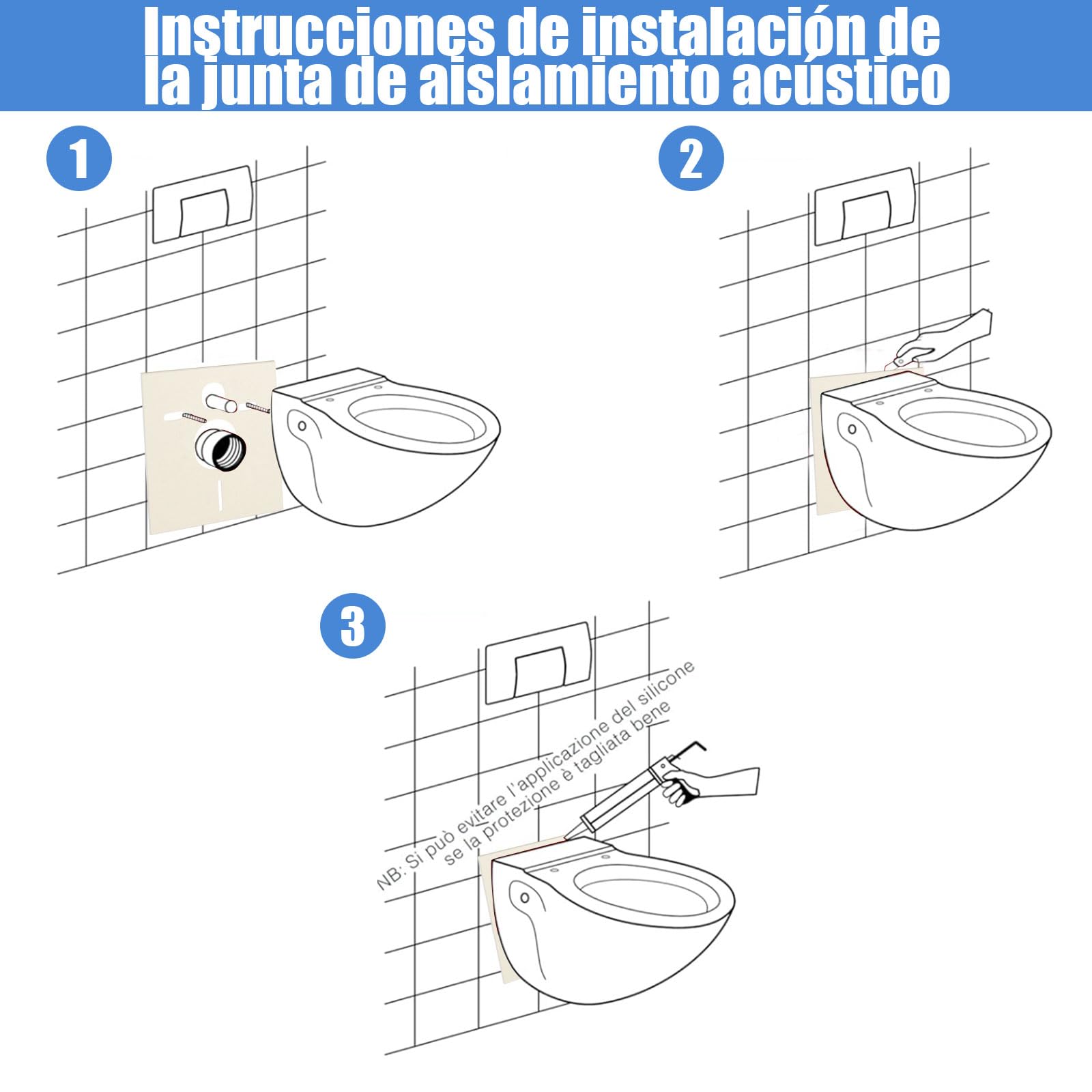 Juego de conexión WC suspendido, compatible con Geberit 152.426.46.1, para tubo PE d90/110, incluye kit de conexión, aislante acústico y accesorios de montaje