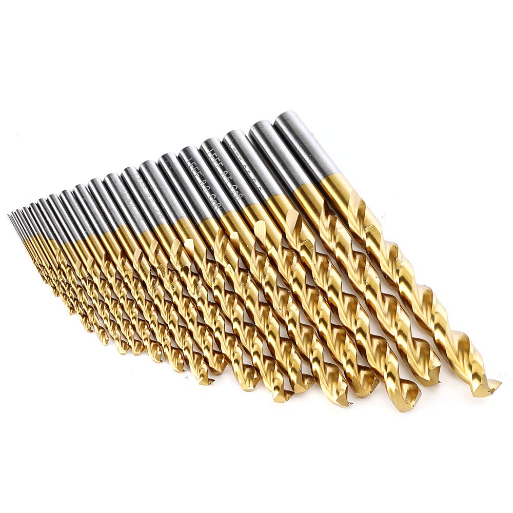Lot de 19 forets hélicoïdaux avec revêtement en titane M42 8% de haute qualité en cobalt HSS pour bois en acier inoxydable et métal