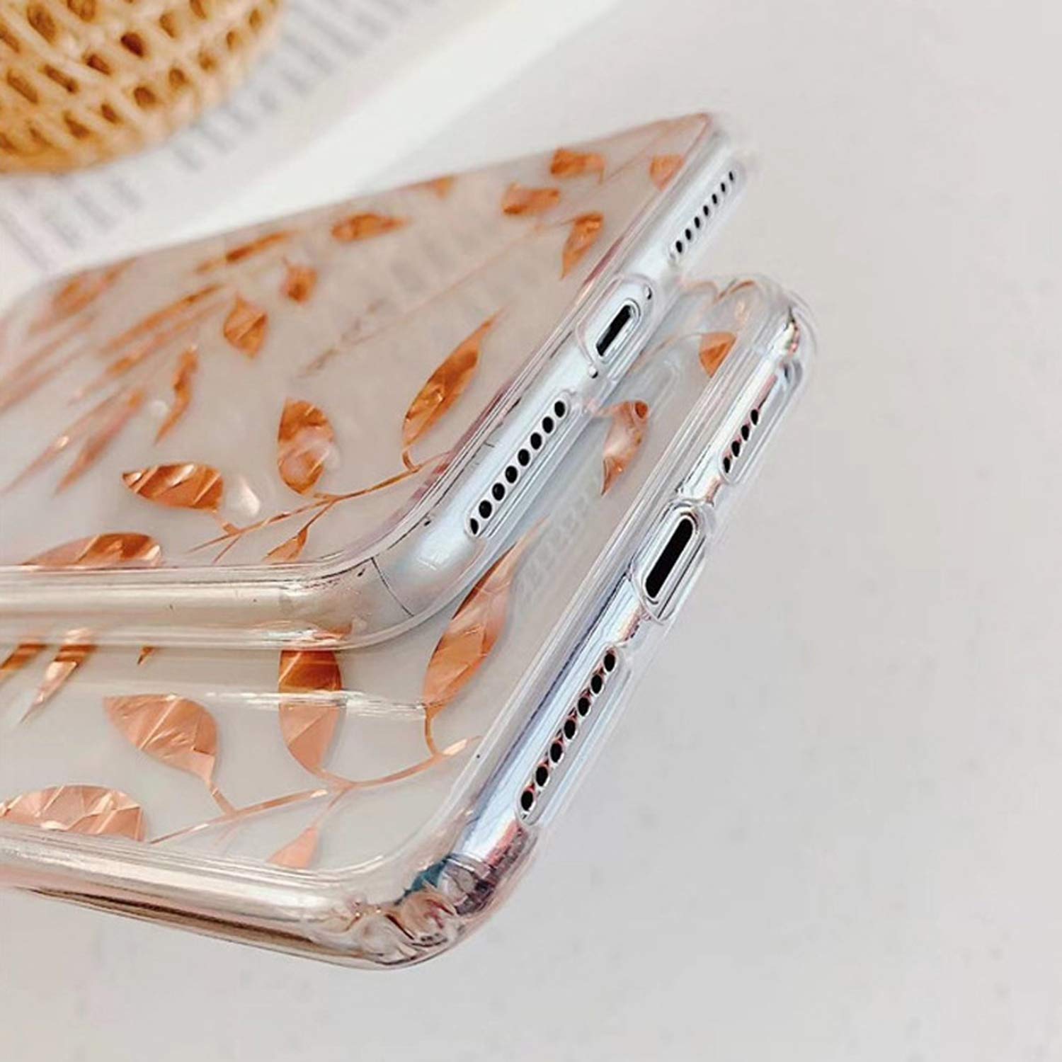 Amazon.co.jp: スマホケースキラキラゴールドリーフ透明ケース