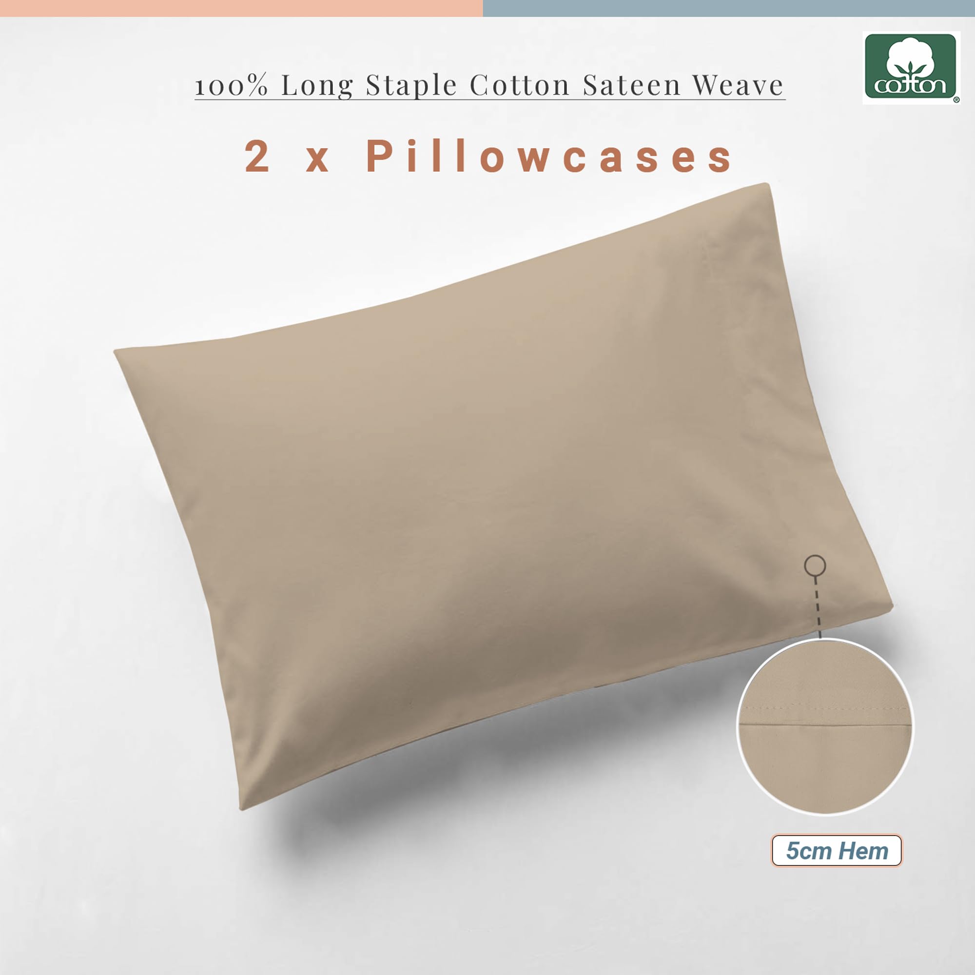 Pizuna Crib Pillow Cover 40x60cm Simply Taupe, 2pc 400 Thread Count 100% Long Staple Cotton Highly Breathable Sateen Weave Baby Toddler Pillow Cases For Boys And Girls By - Image 3