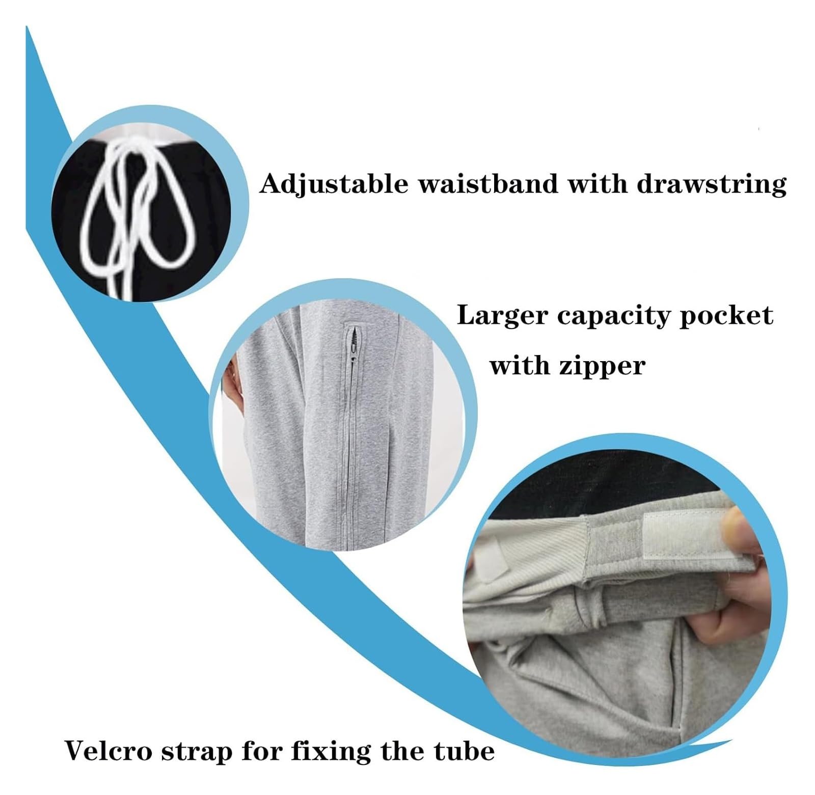 Pantaloncini con sacca for urina, pantaloncini con sacca for urina, pantaloni con sacca for urina, pantaloni con sacca for urina con doppie tasche con cerniera(L)