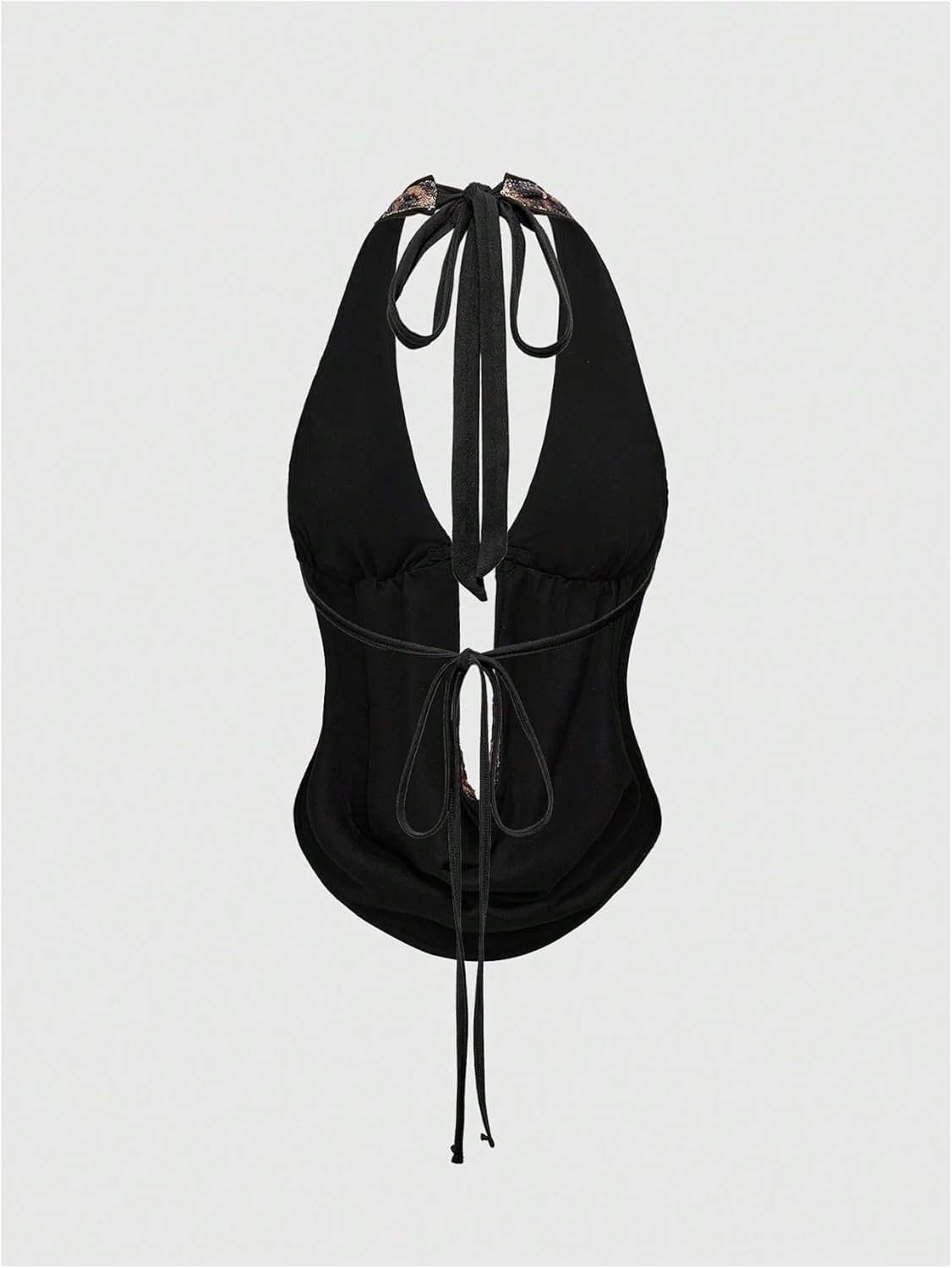 Verdusa Women's Plus Size Y2K Halter Going Out Crop Tops Cheetah Print Sequin Top Backless Corset Plus Brown 3X-Large Plus - Image 2