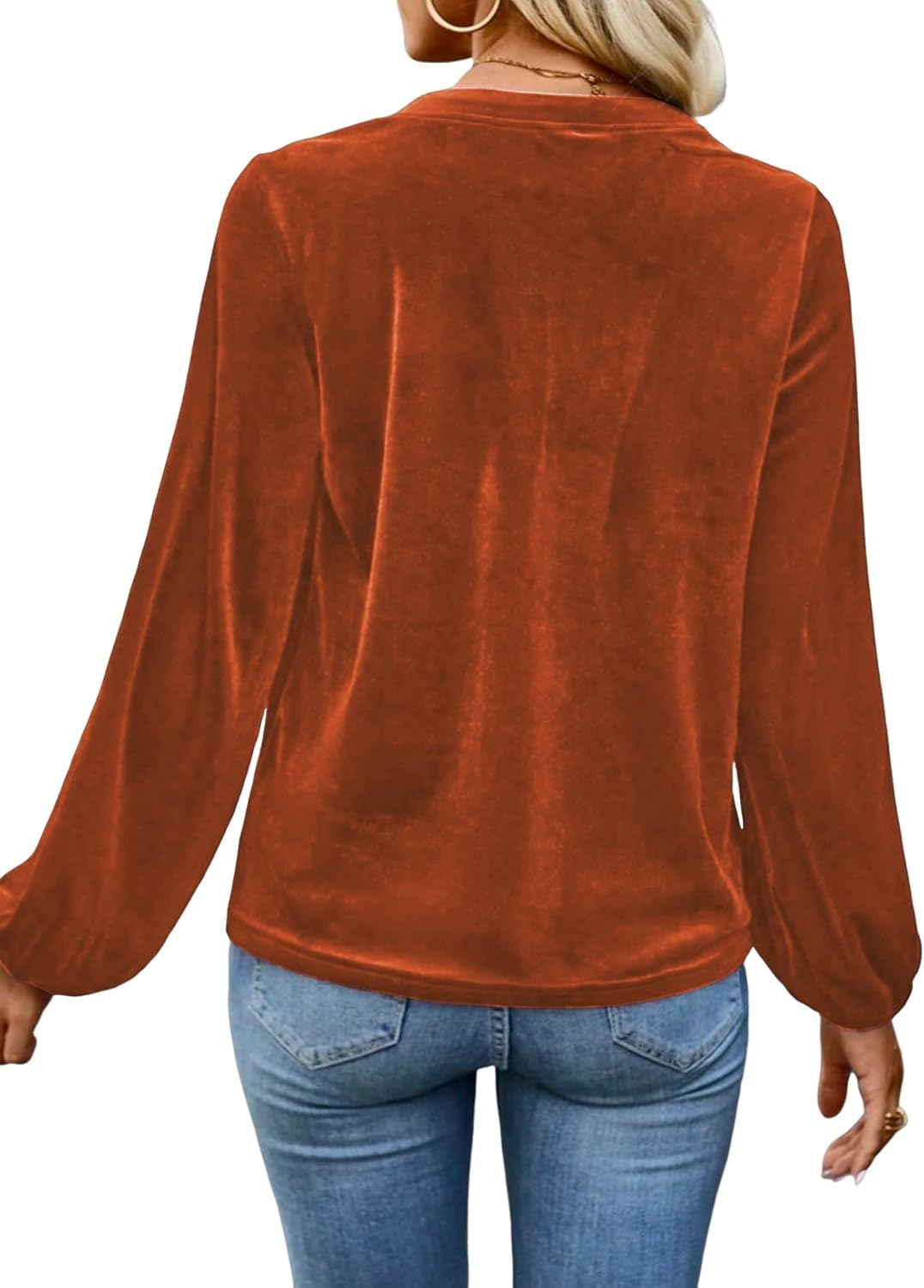 Womens Long Sleeve V Neck Dressy Casual Elegant Velvet Tops Winter Fall Fashion 2026 - Image 6