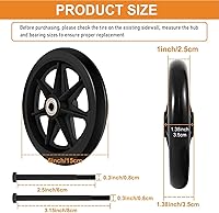 Vista 2 de 2 piezas de ruedas de repuesto de sillas de ruedas de 6 pulgadas para andadores - Material de goma respetuoso con el medio ambiente, neumáticos