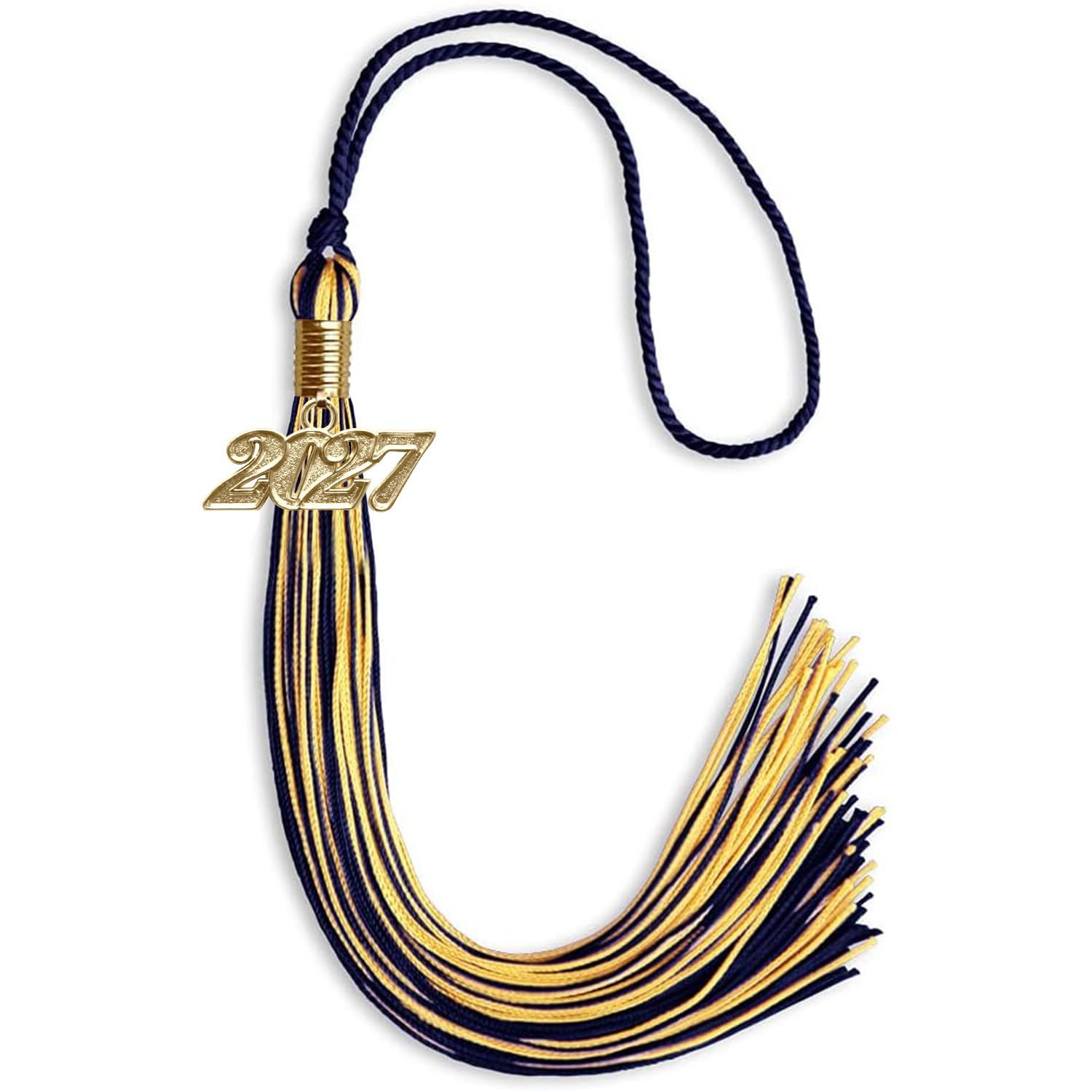 Endea Graduation Mixed Double Color Tassel with Gold Date Drop (Navy Blue/Gold, 2027)