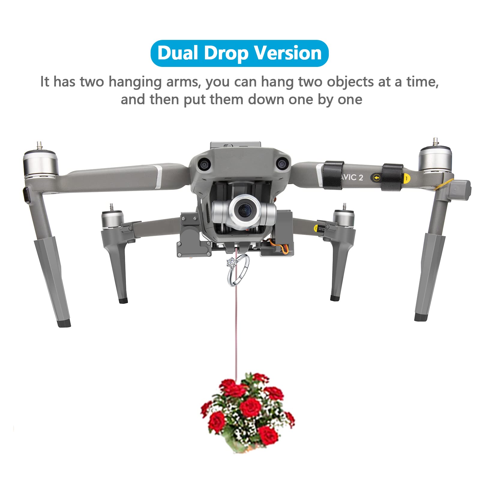 System podwójnego zwalniania i upuszczania dla DJI Mavic 2 Pro/Zoom Drone, zestaw z kroplomierzem, hak wędkarski, zwalnianie przynęty, dostawa ładunku, miotacz pierścieni, akcesoria do