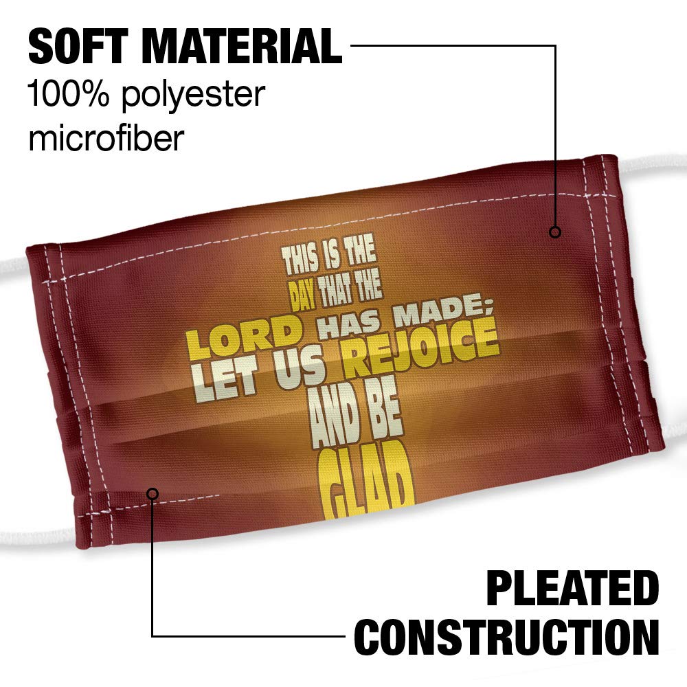 Popfunk This is Day Lord Made Bible Cross Psalm 1-Ply Reusable Face Mask Covering with Adjustable Nose Wire, Unisex