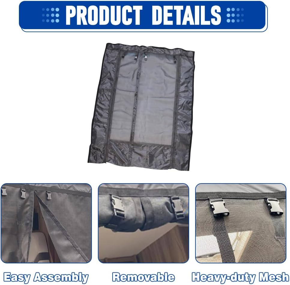 MACHSWON Caravan Sliding Door Tailgate Mesh Curtains, Compatible with Left Right Sliding Door, Such as Transporters, Caravans, and Campervans, 1 pc (70.87 x 52.36 inch)