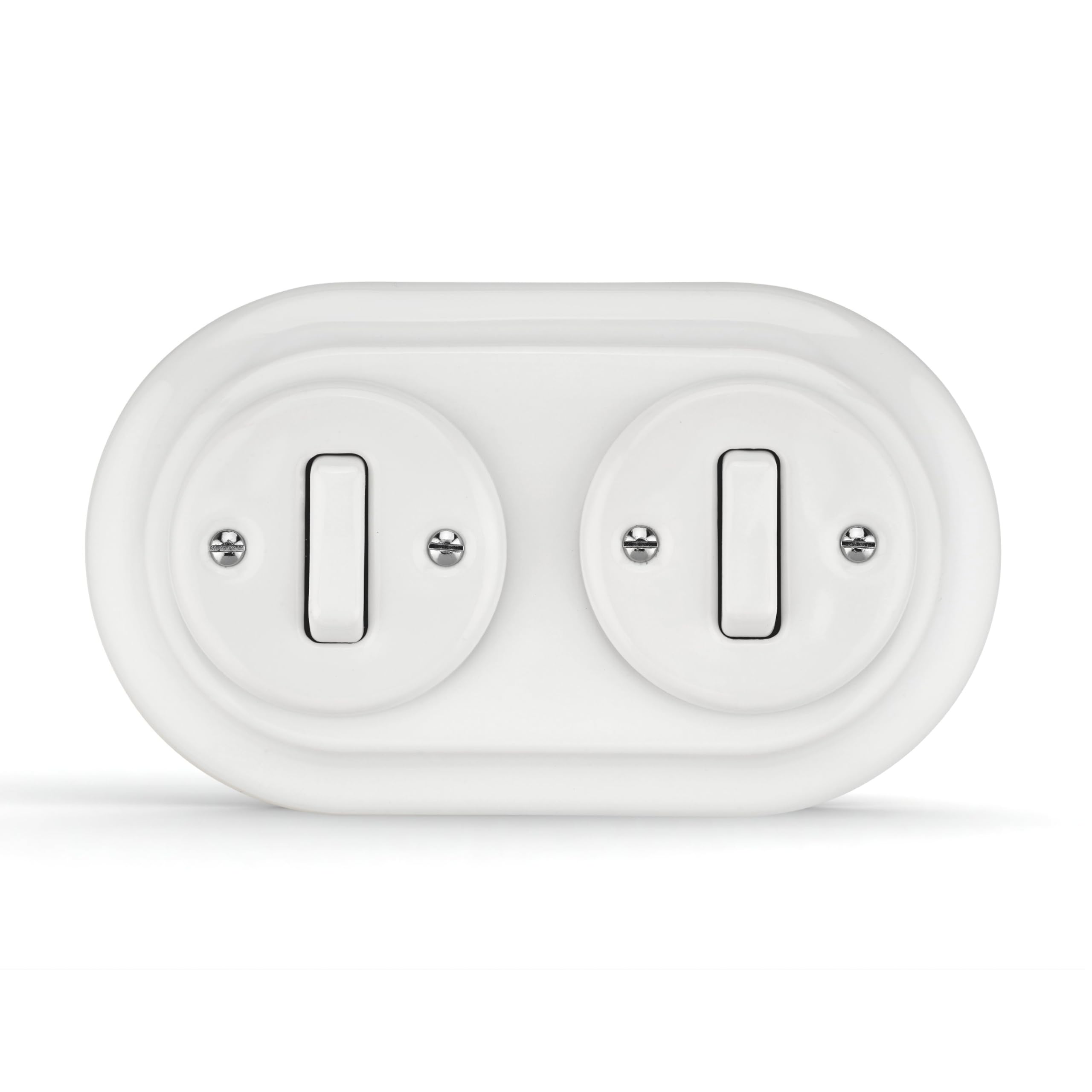 Cadre rétro en porcelaine 2 postes, série PR1 blanc