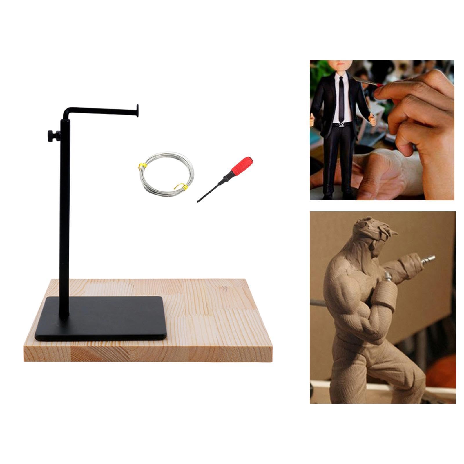 Harilla Soporte para esculturas de Arcilla, Estructura de Soporte para Modelado de Arcilla, Altura Ajustable, fácil de Usar, para Marionetas de Escultura de, con Tablero de Madera
