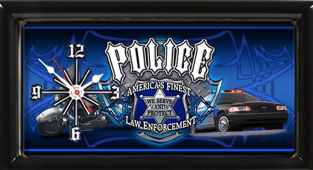 TAGZ SPORTS UNLIMITED Police/Law Enforcement Wall/Desk Clock for Home or Office
