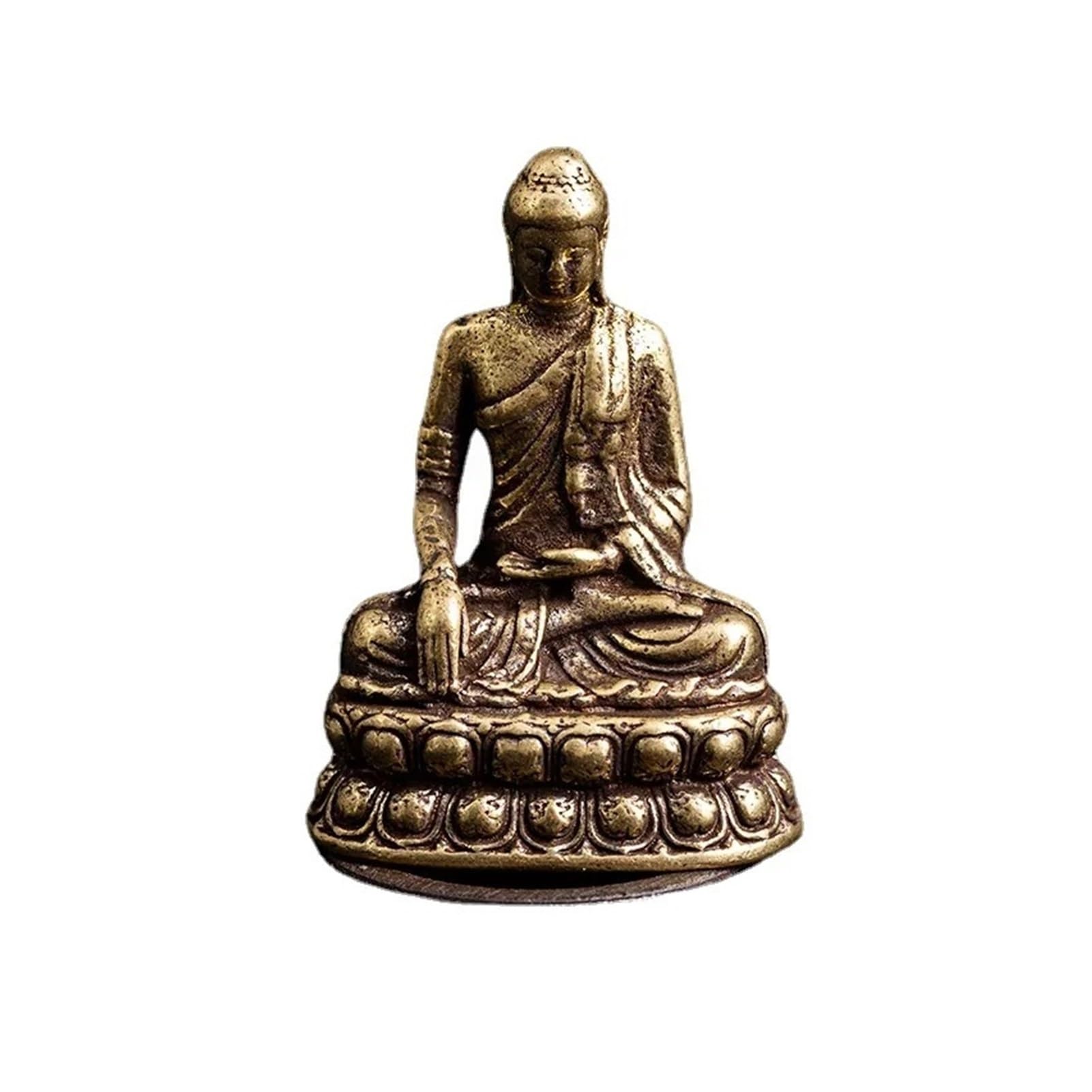 Huolimxun Brass Shakyamuni Buddha Miniature Statue Imitating Antique Bronze Dharma Master Decoration Desktop Ornaments