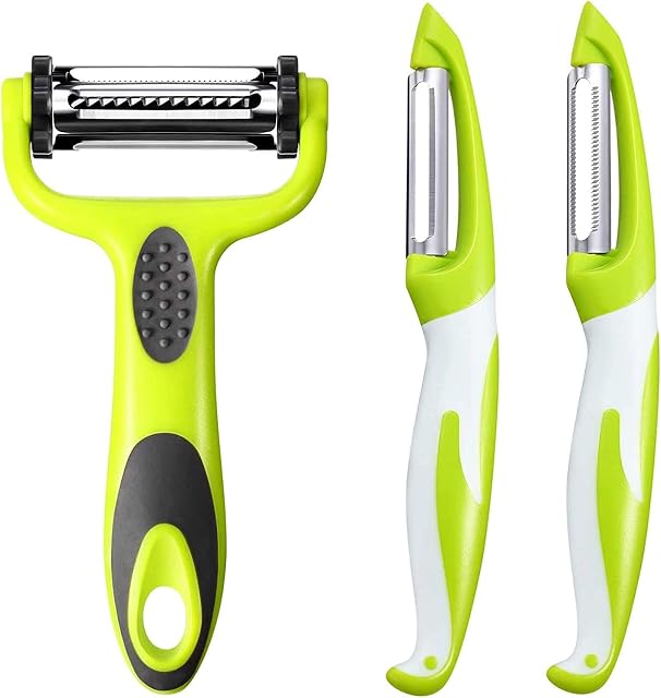 Potato Peelers for Kitchen, RYBTB 3 Pieces Stainless Steel Professional Peeler Vegetable Peeler, Non-Slip, Suitable for Peeling for Potato, Apples, Carrots, Cucumber and Various Vegetables and Fruits