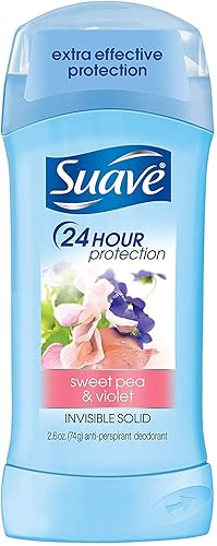 Suave Desodorante 2.6 onzas 24 horas Sweet Pea & Violet Invis. Sólido (2.6fl oz) (paquete de 6)