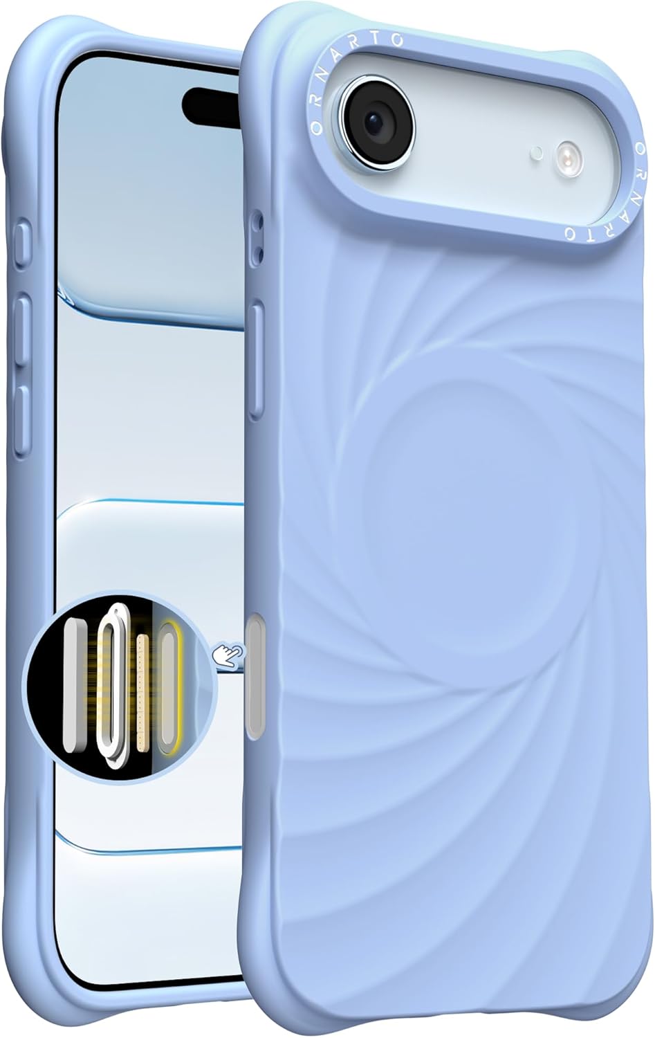 ORNARTO Vortuxe for iPhone Air Case 6.5" | 2X MIL-STD Protection | Camera Control Button | Compatible with MagSafe | Sleek Aesthetic Liquid Silicone Phone Cover for iPhone 17 Air 2025 | Sky Whisper