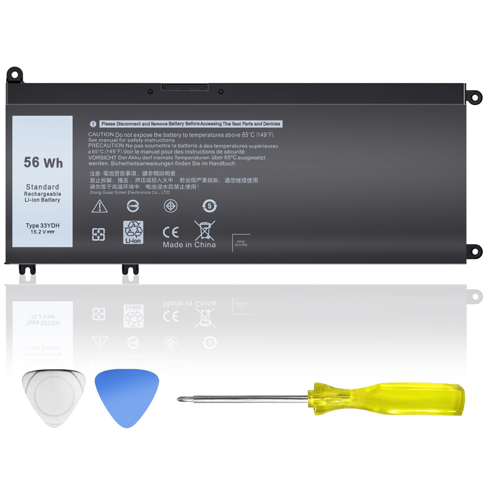 56Wh 33YDH Laptop Battery Replacement for Dell 17 7000 7773 7778 7779 7786, G5 15 5587, Latitude 3380 3490 3590 3580 Notebook 15.2V 4 Cell - PN: 99NF2 PVHT1 DNCWSCB6106B