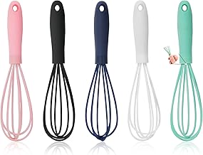 Mini Silicone Whisk Set, 5 Pcs Kitchen Small Whisks, Colorful Mini Egg Beater, Milk and Egg Beater Blender, Balloon Egg Beater for Whisking, Cooking, Baking, Beating, Frothing, Stirring, Blending