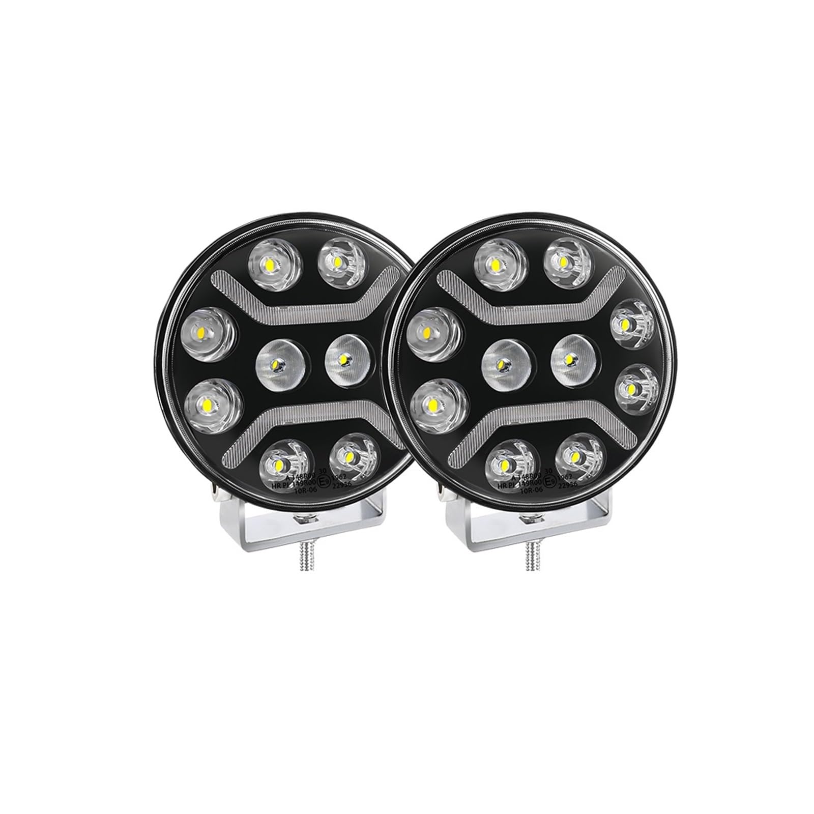 Genérico Faros Delanteros Luces LED redondas de 7 "para conducción de camiones, foco de trabajo, luz intermitente blanca, luz amarilla para ATV UTV Juego de faros(2PC 9inch Welcome)