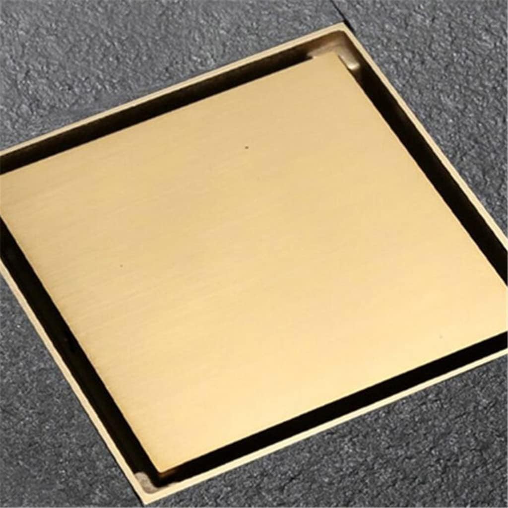 Brushed Gold Brass Hideep Floor Drain 100x100mm Square Bathroom Balcony Invisible Shower Drain