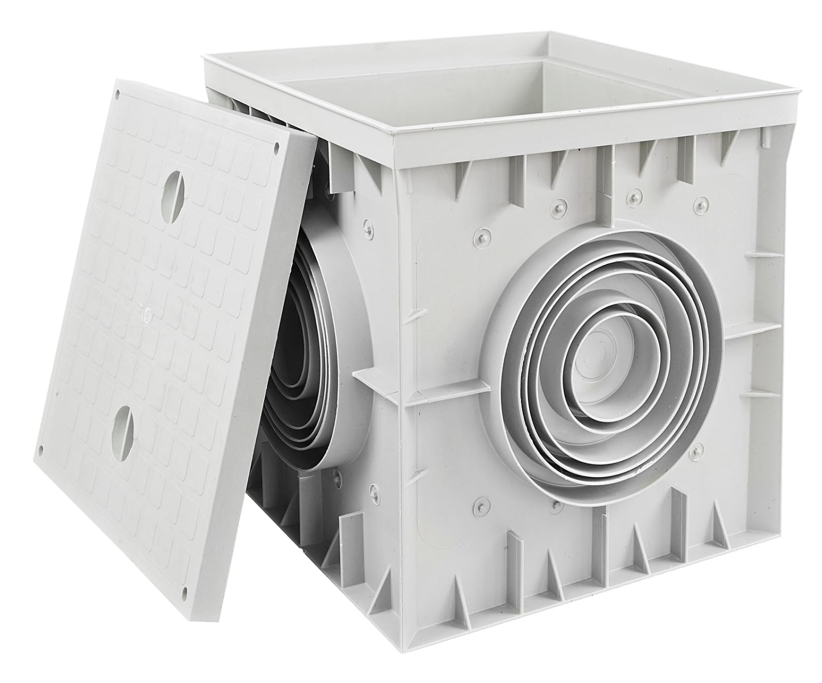 Revisionsschacht 300x300x300mm mit Deckel | Kontrollschacht IP54 IK10 Grau | Blitzschutz Anschluss Kontrolle Messung | Einlaufschacht Kanalschacht Hofablauf 210kg