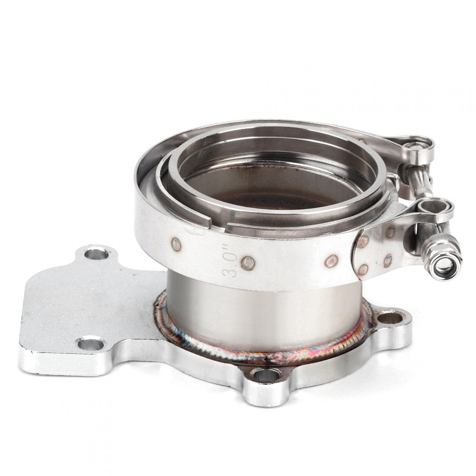 Akozon Flangia turbo a flangia V-band 3 "in acciaio inossidabile per Holset WH1C HX35 HX35W Downpipe