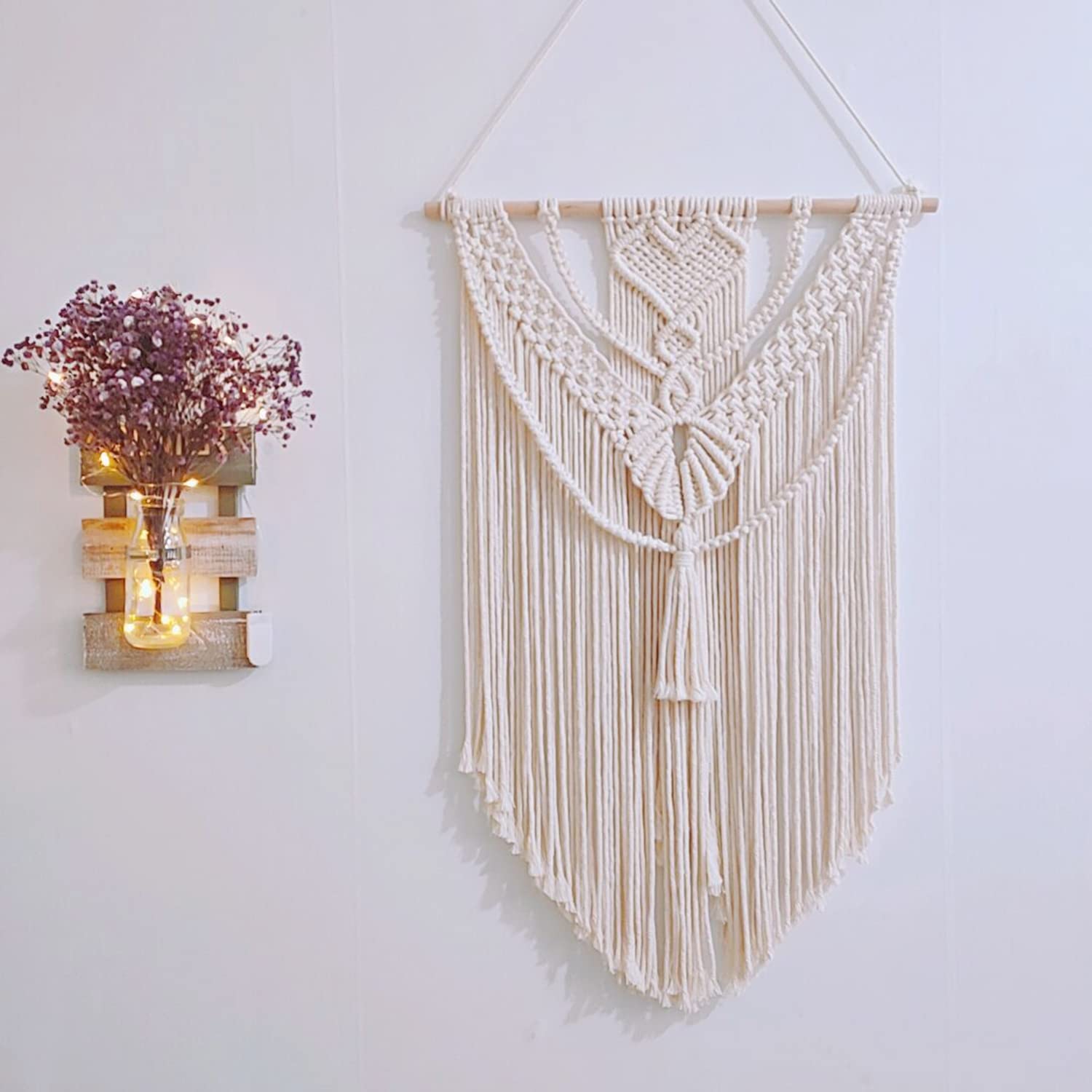 Macrame Wall Hanging,Boho Cotton Handmade Bohon Tapestry Woven Bohemian Wall Decor for Wedding Bedroom Living Room Decoration (Triple)