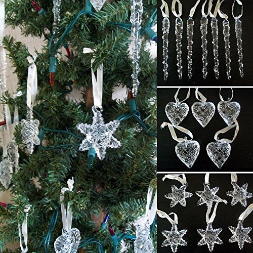 youseexmas Glass Icicle Christmas Ornament Pack of 18