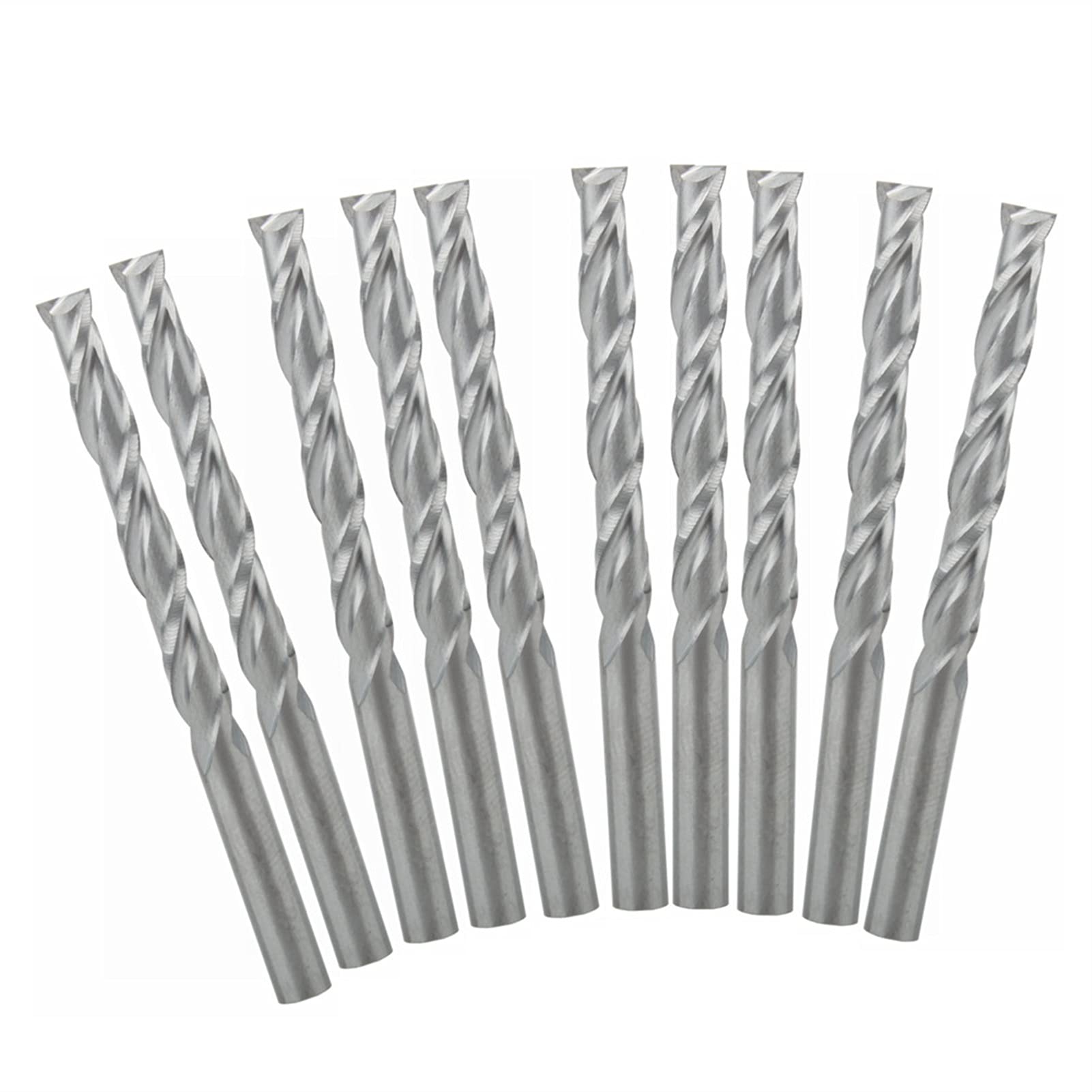 BERWENNY 10pcs 3.175/25mm Endmills Double 2 Flutes Spiral-Bits CNC Router Bit Milling Cutter