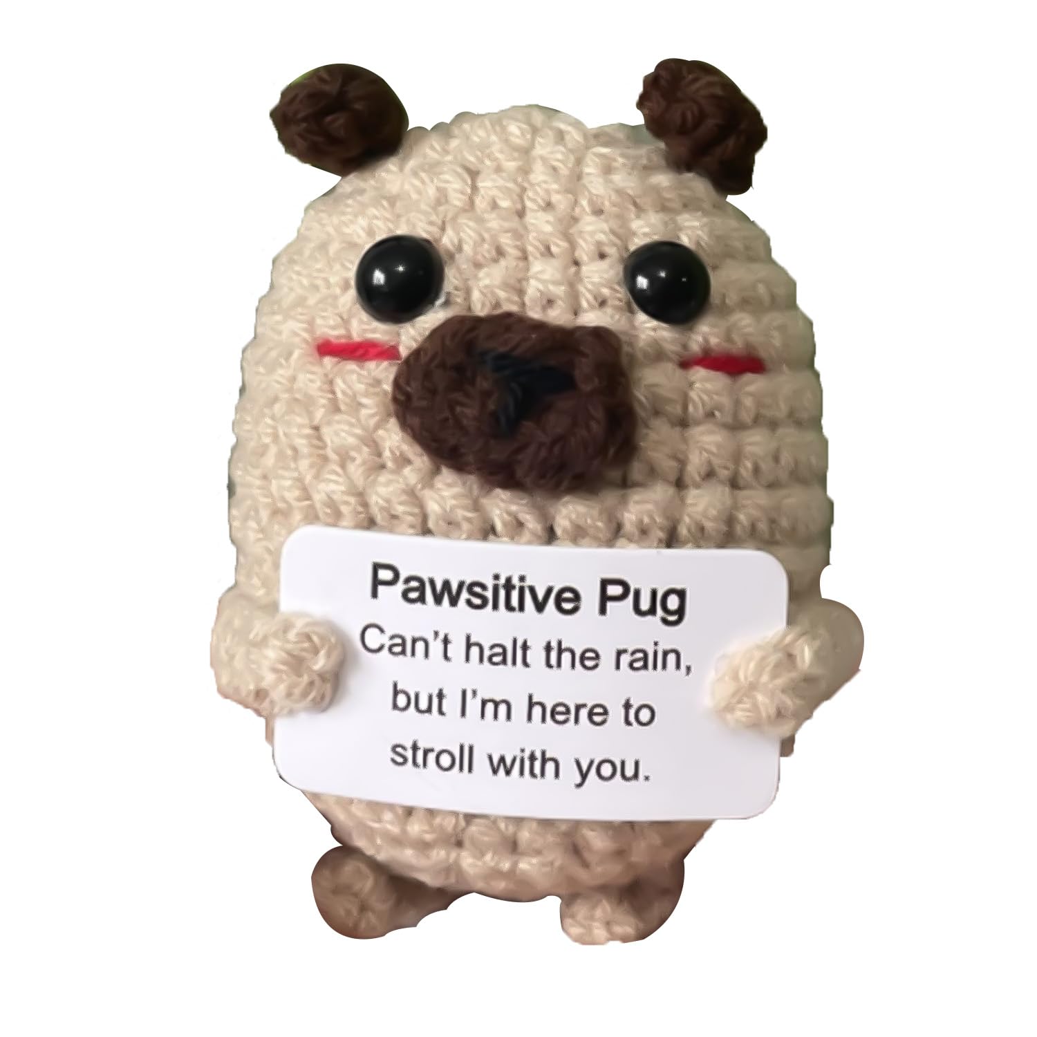 Funny Positive Doll Dog Mini Knitted Positive Gifts with Inspirational Card Cute Positive Dog Doll Emotional Support Gift for Birthday Party Decoration