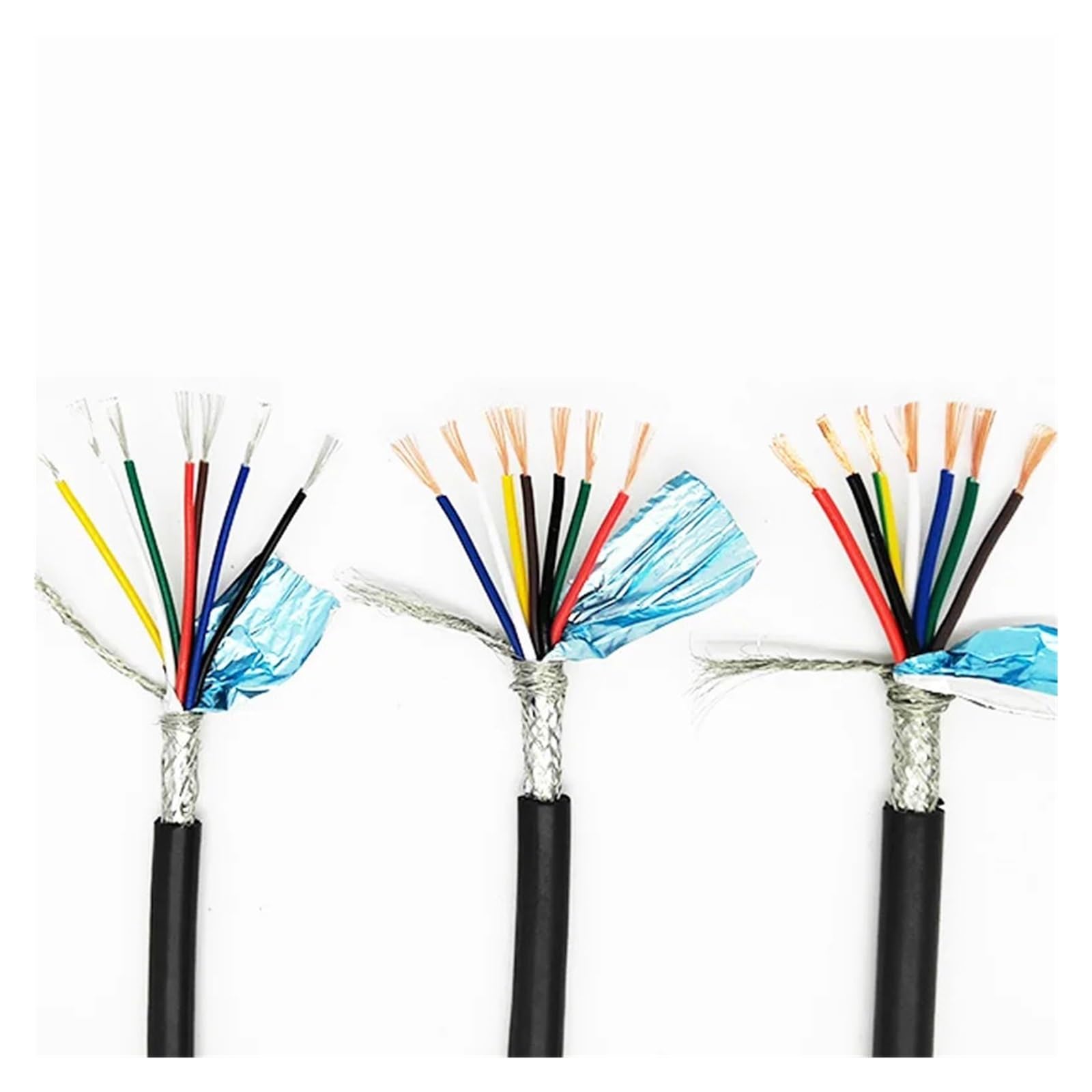 Communication equipment RVVP 7Cores Shielded Cable 24 22 20 18 17 16AWG 1/5/10Meter Control Signal Copper Wire Black PVC Insulated Audio Cable Wire and cable(10 Meters,7CORES_16AWG 1.5MM2)