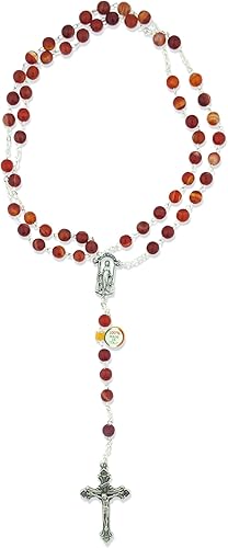 Hermoso rosario católico italiano con cuentas de vidrio