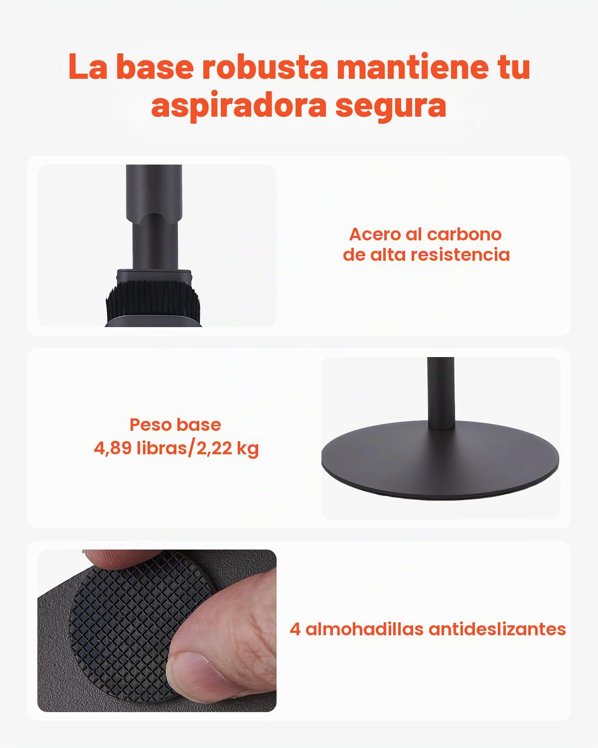 VEVOR Soporte de Aspiradora Compatible con Aspiradoras Verticales y Accesorios de Las Series V7, V8, V10, V11, V12 y V15 Soporte Estable con 4 Almohadillas Antideslizantes, 3 Clips para 6 Cabezales
