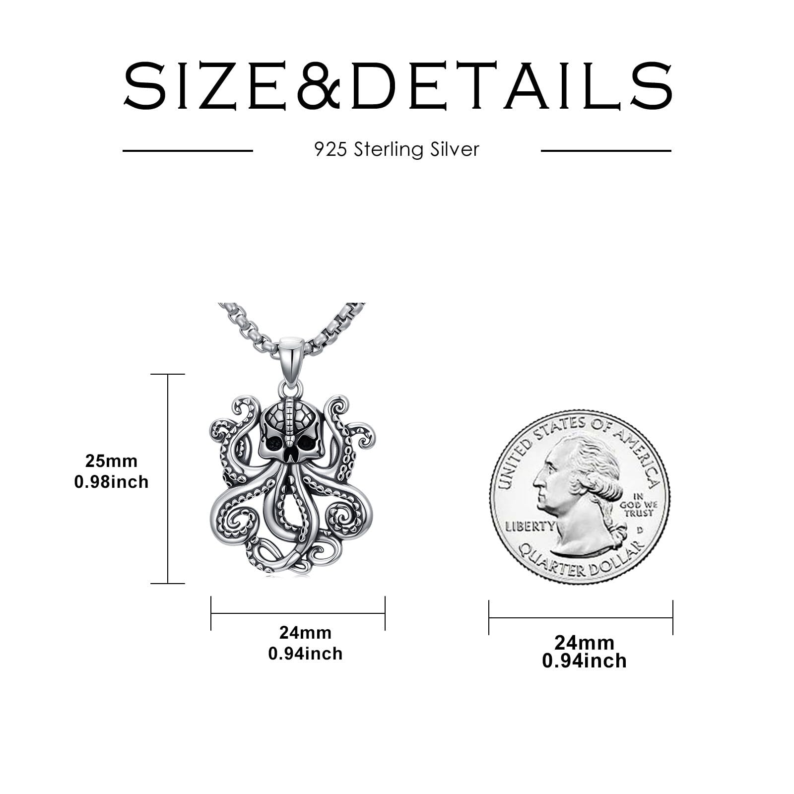 Oktopus Halskette 925 Sterling Silber Ozean Oktopus Anhänger Gothic Schmuck für Herren