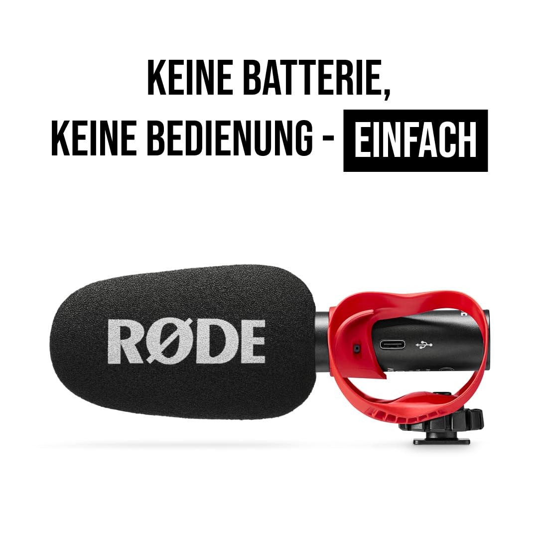 RØDE VideoMic GO II Ultra-kompaktes On-Camera Richtrohrmikrofon mit 3,5-mm- und USB-Ausgängen für Filmproduktion, Content-Erstellung, Podcasting und Videotelefonie