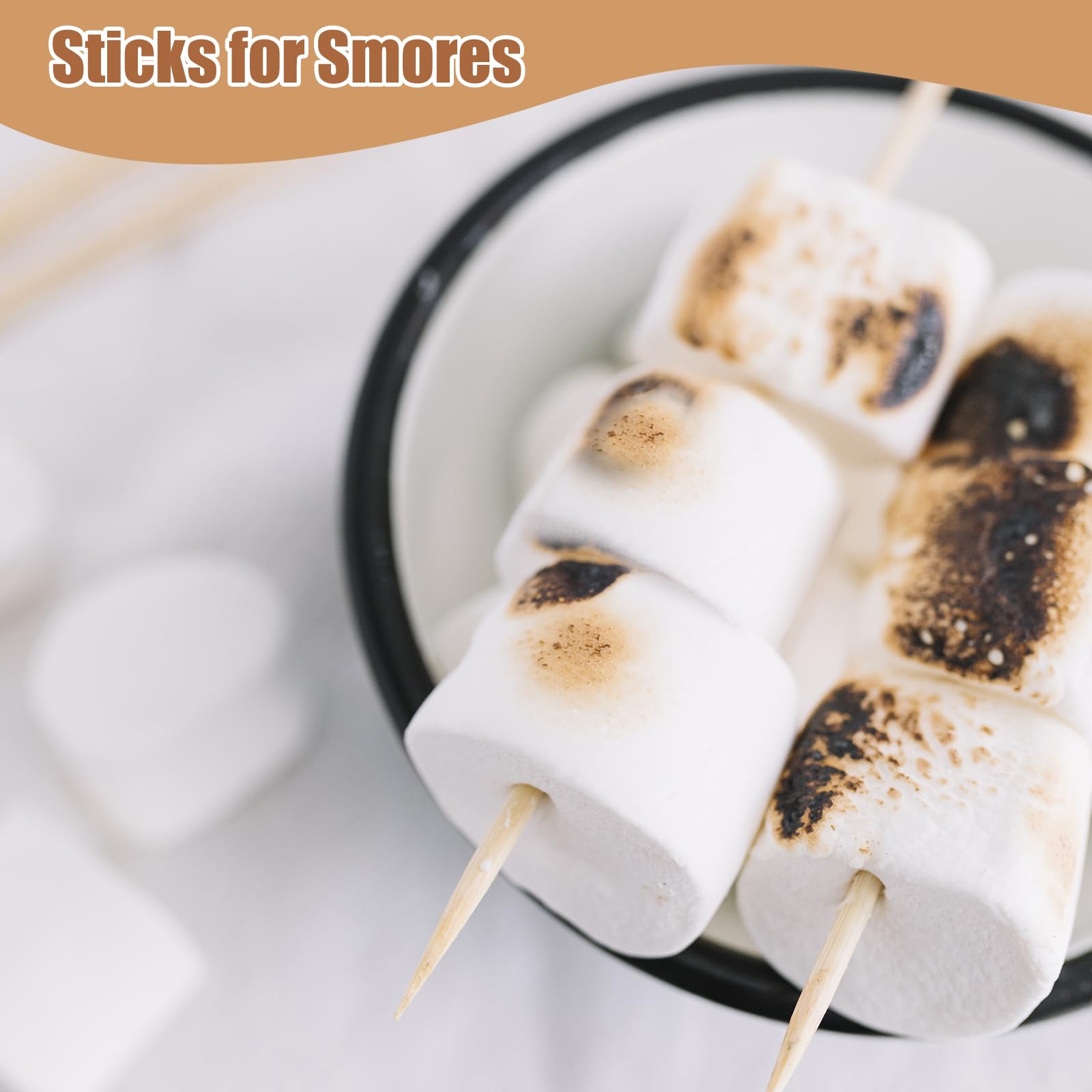 300 spiedini in bambù da 40,6 cm, spessi 4 mm, per marshmallow, barbecue, smores, marshmallow, cioccolato, fontana, piante, paletti e creazioni artigianali