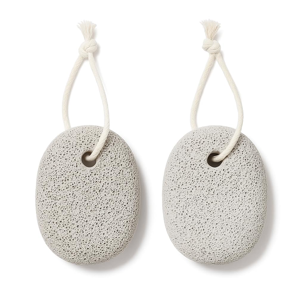 Terryshop74 Set 2 Pietre Pomice Naturali Ovali 9×6×3 cm – Rimuove Calli e Durezza Piedi e Mani – Delicate, Efficaci, 100% Naturali