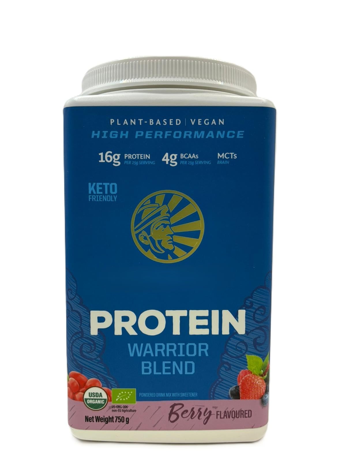 SunwariorWarrior Blend - Polvo de proteína de bayas orgánicas, sin OMG, sin gluten, sin lácteos, vegano, 750 g