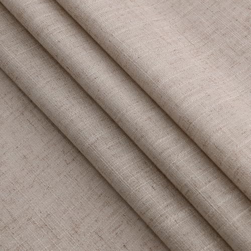 Image of Oatmeal Linen Curtains 84 Inches Long for Bedroom Back Tab Light Filtering Privacy Semi Sheer Curtains Modern Farmhouse Decor Oatmeal Cotton Textured Curtain for Living Room 2 Panels Set 52x84