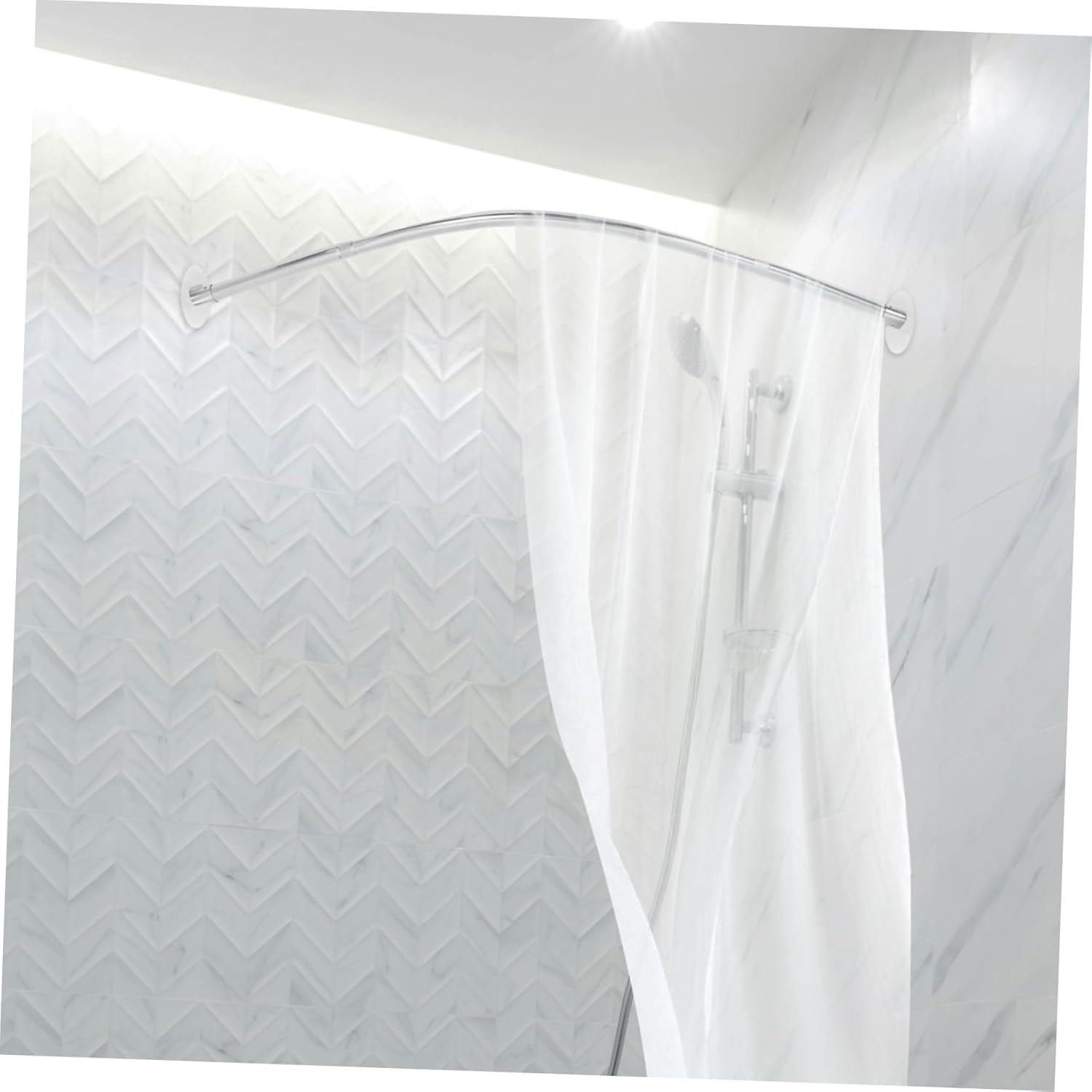 Cabilock Curved Telescoping Curtain Rod Adjustable Shower Curtain Rod for Bathroom and Closet Easy Installation No Drill Required U-shaped Design