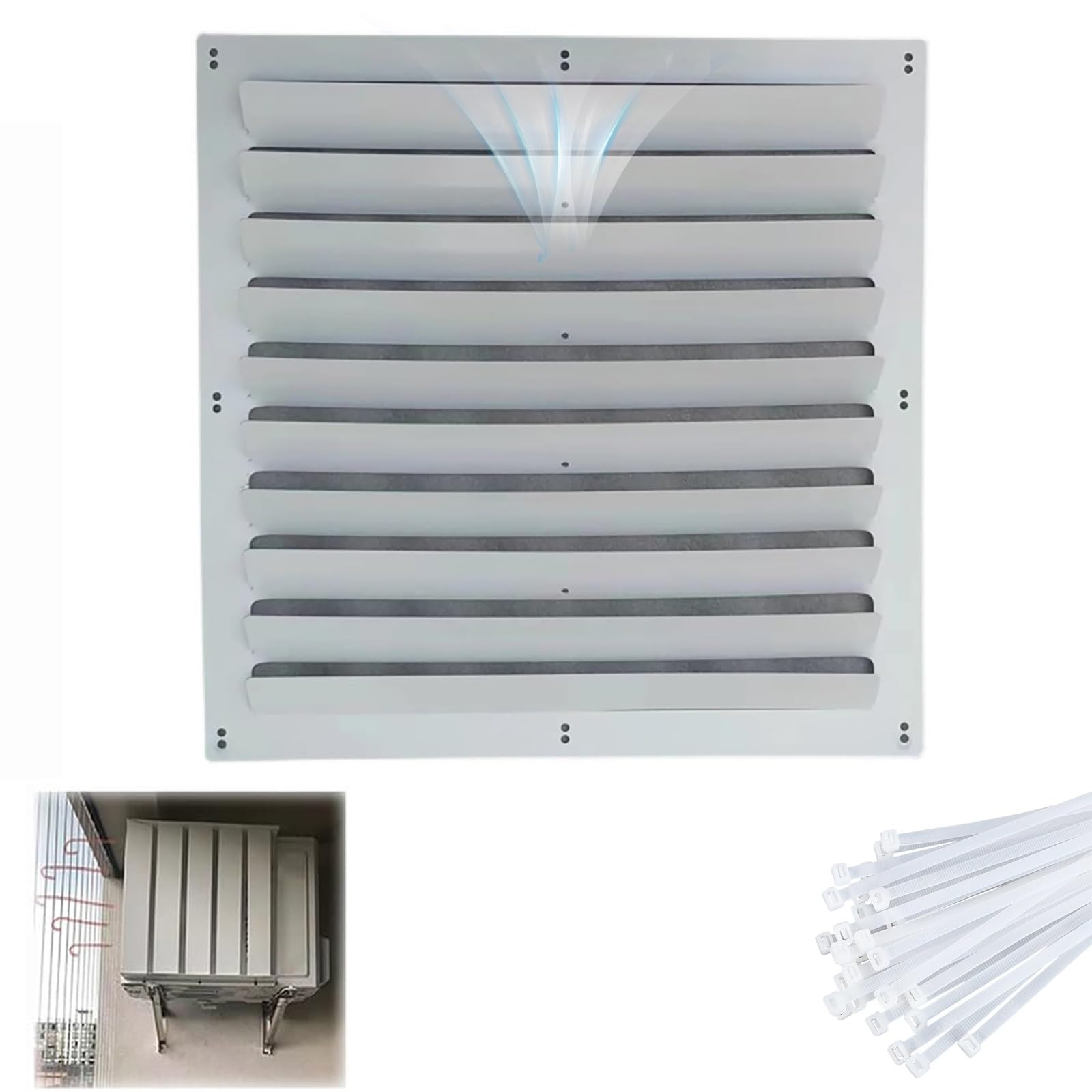 Mini Split AC Deflector Outdoor Vent Shield Outdoor AC Cover Wind Deflector Galvanized Steel 1mm Thick Weatherproof 43-63 cm(50x50cm/20x20in)