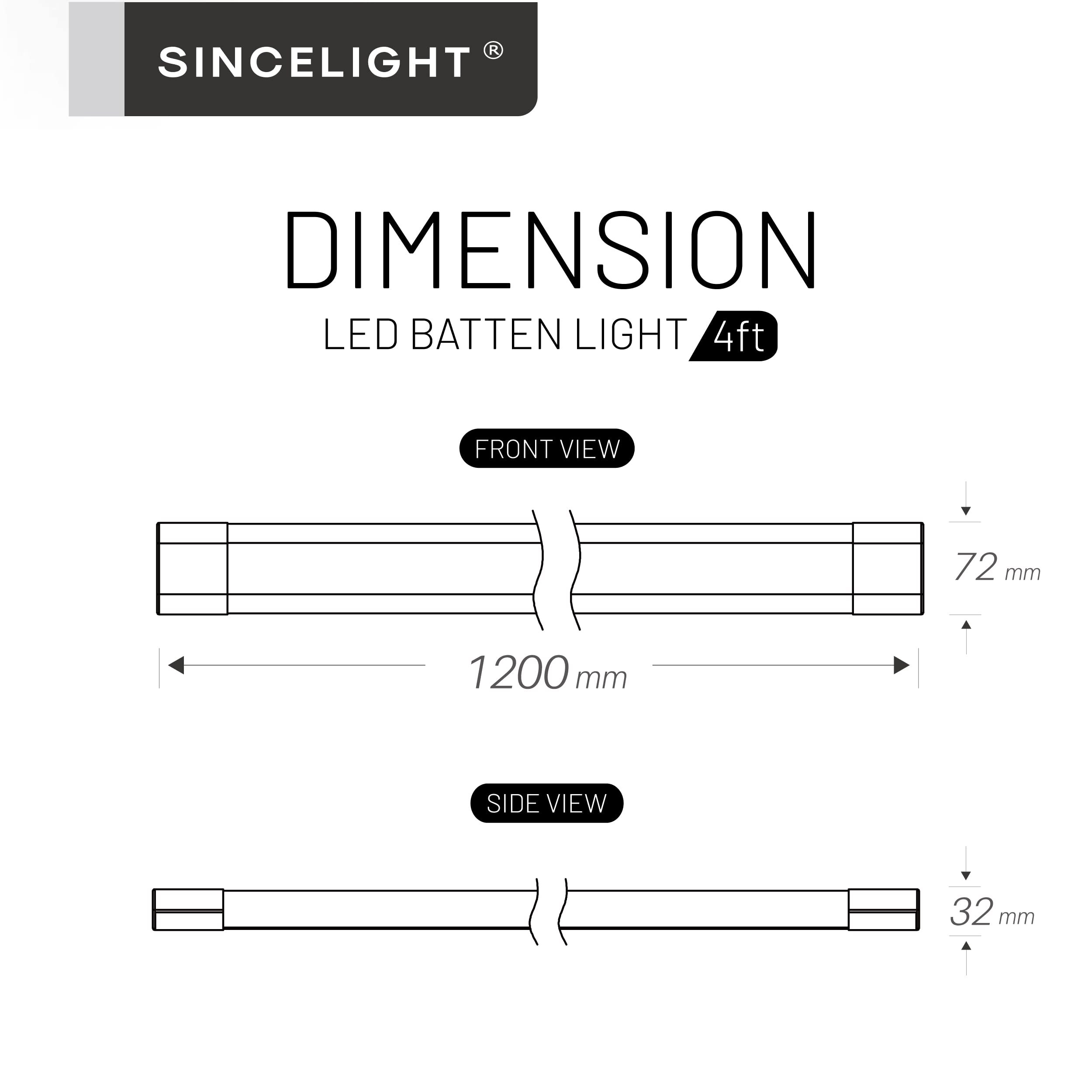 SINCELIGHT Listwa świetlna LED, 120 cm, wielokierunkowy kąt świecenia 270 stopni, zintegrowana rura liniowa 36 W, uchwyt sufitowy lub ścienny, do kuchni, garażu, biura, sklepu, neutralna biel 4000 K