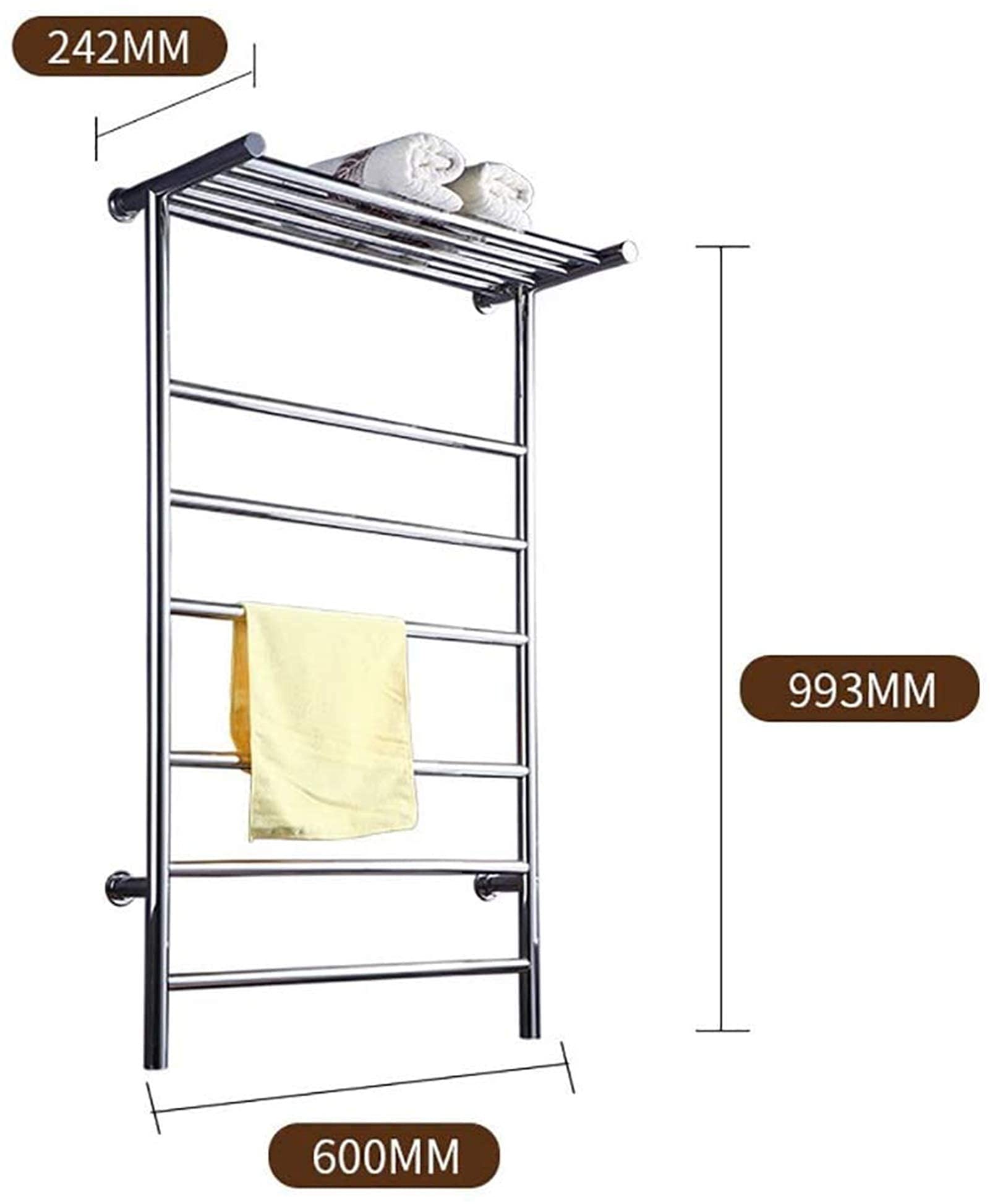 NEECS Portasciugamani riscaldati Scaldasalviette, Scaldasalviette Caldo, Portasciugamani Riscaldato A Parete con Ripiano Barre Tonde Stendino Bagno A Risparmio Energetico Temperatura Cos