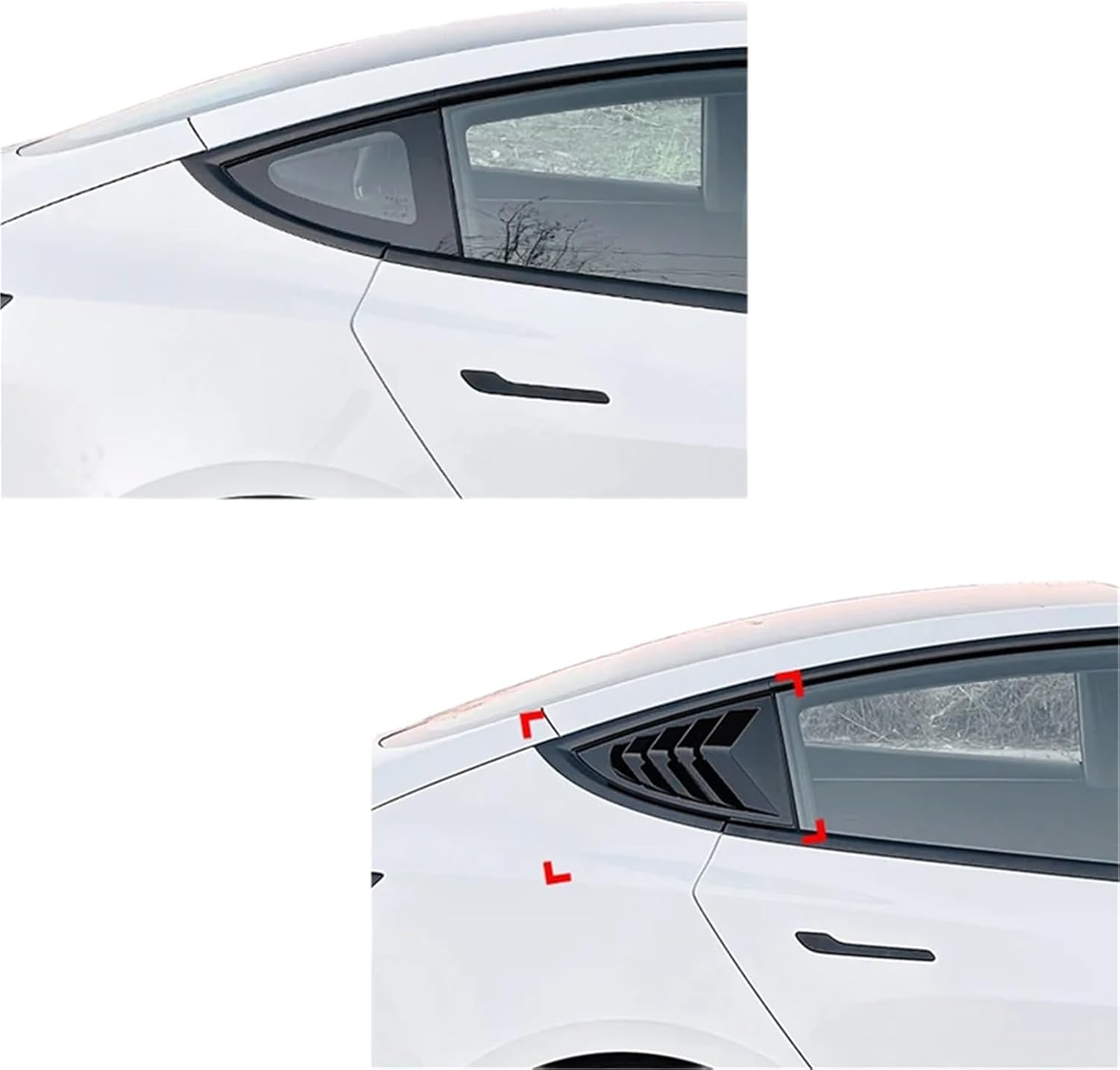 MKVAXR モデル3 2024+ リアサイドウィンドウルーバー エアベントスクープシェードカバー ブラインドスポイラー グロスブラ