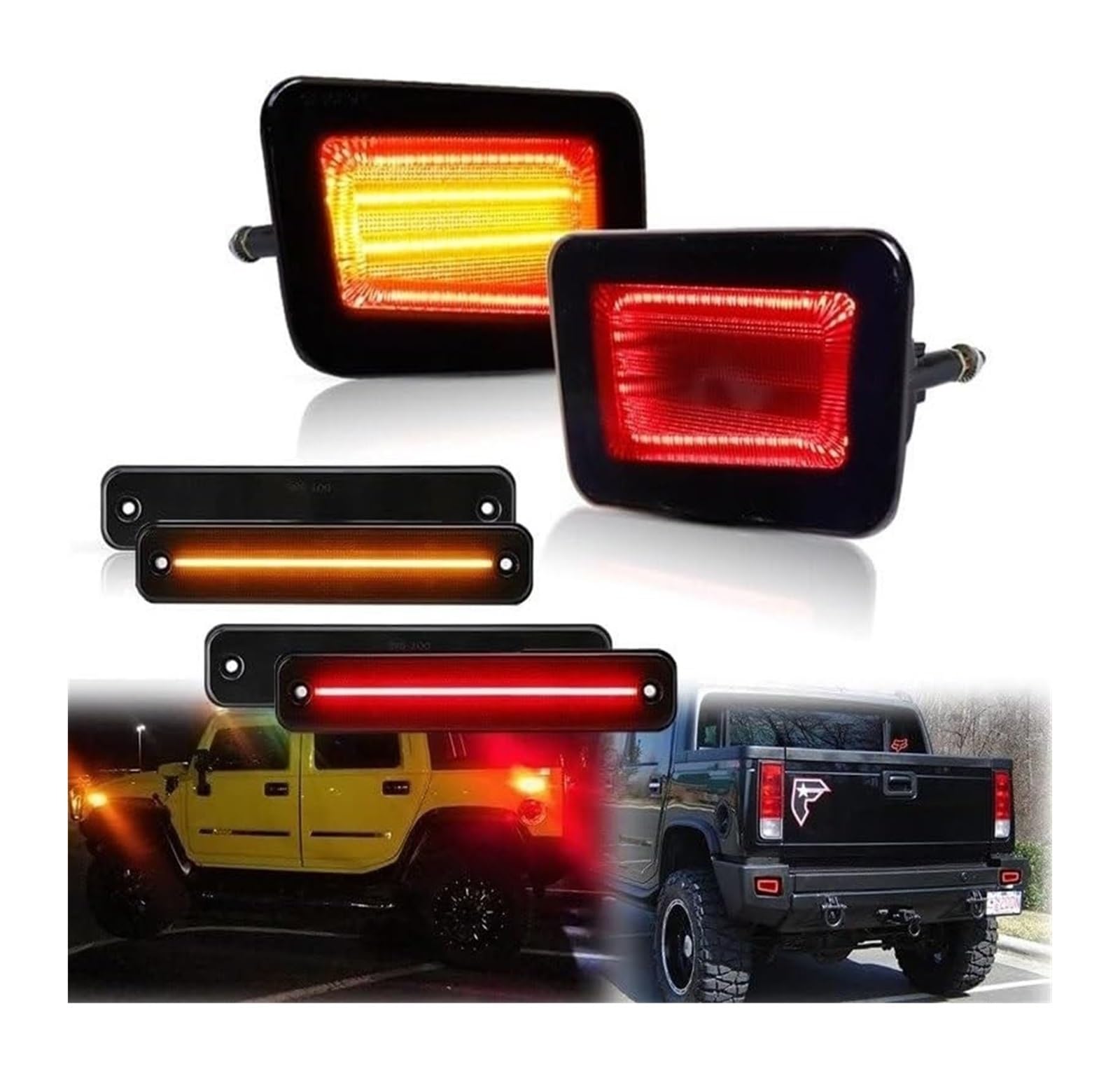 Para Hummer H2 SUV SUT 2003-2009 Luces Reflectoras Parachoques Delantero Trasero Luz Marcador Lateral Freno Señal Giro DRL Indicador Espejo Señal Giro Espejo(2pcs Front Bumper1)