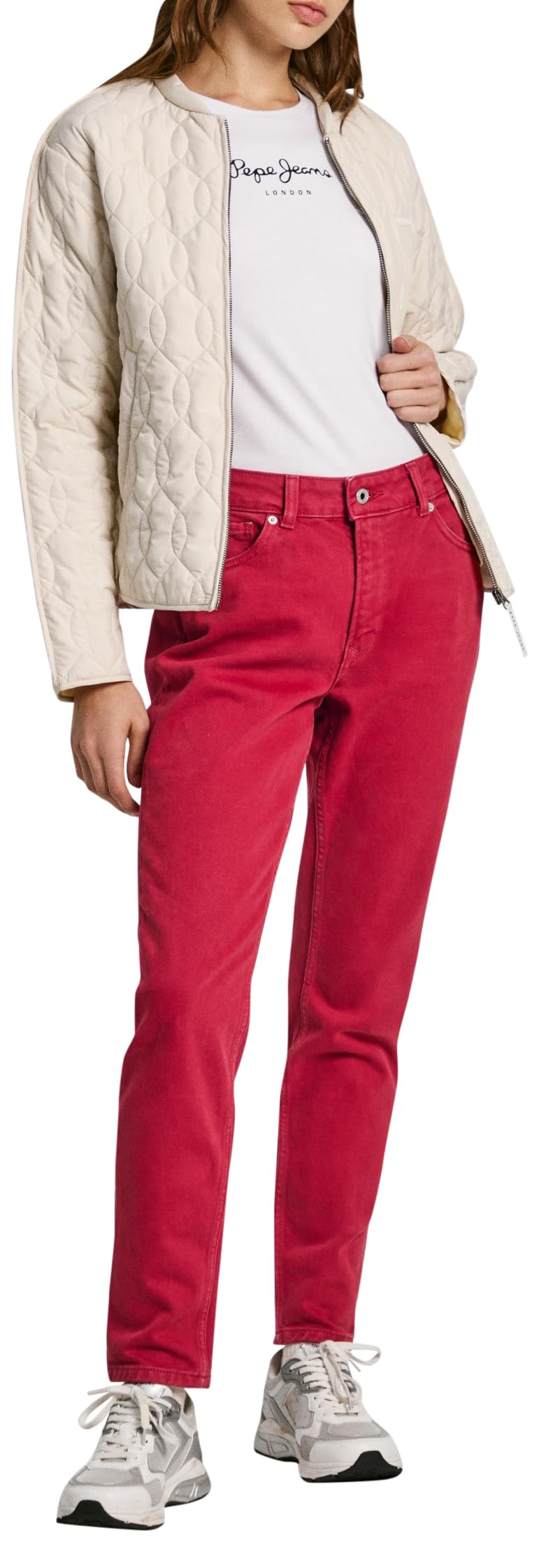 Pepe Jeans Women's Tapered Jeans Hw Pl204591, Red (Burnt Red), 29W/ x 32L