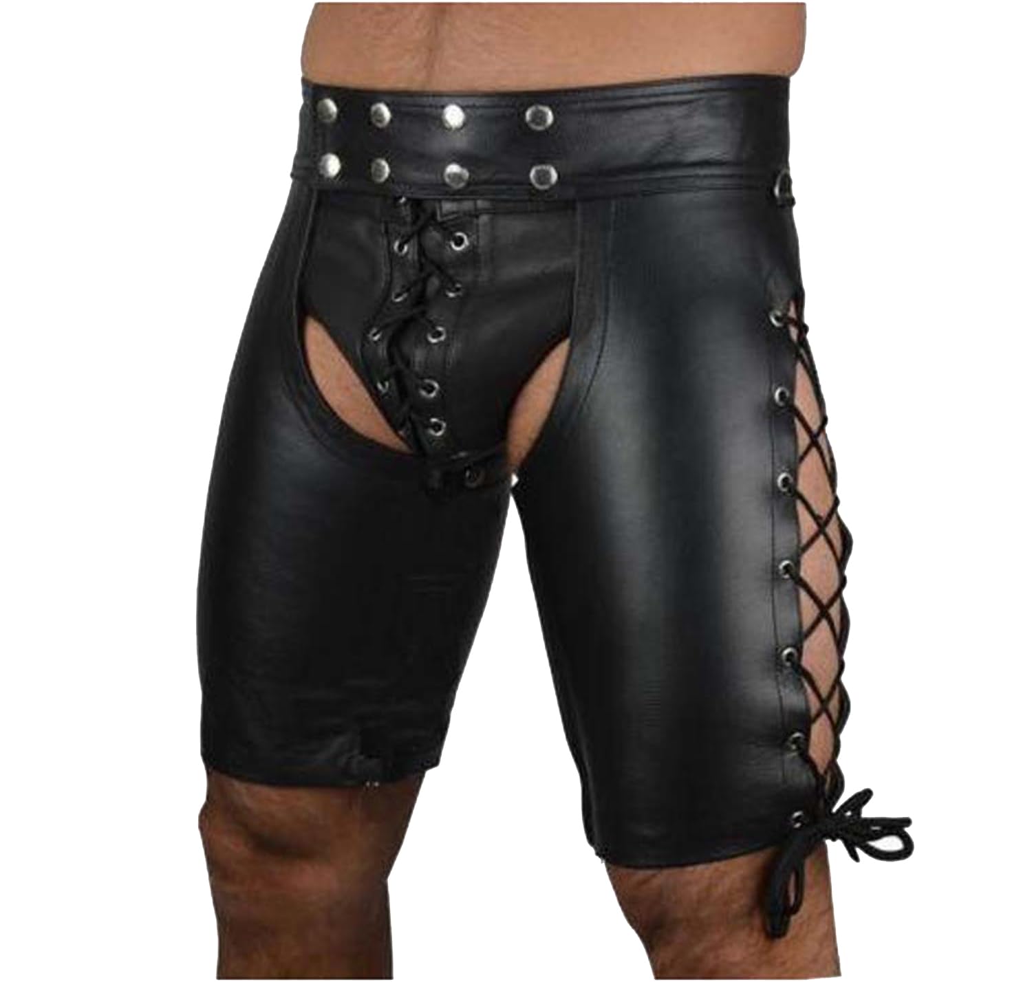 Hombre Sexy PU Leggins Cuero Pantalones Cortos Látex pantalón Lencería Bóxer Shorts Club Nocturno Bar Ropa