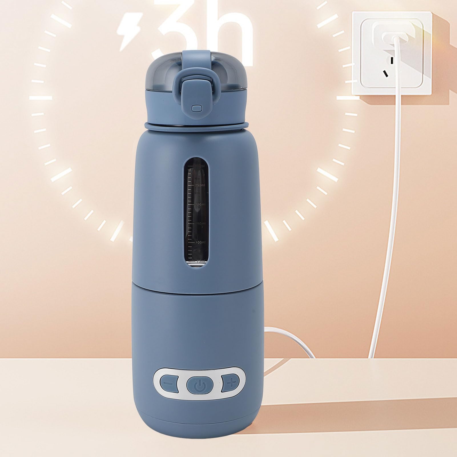 Sxhlseller Calentador de Leche Portátil, Calentador de Biberones Rápido Inalámbrico para Leche Materna, Fórmula, Agua, USB Recargable 15000mah y 300ML Calentador de Biberones Portátil de