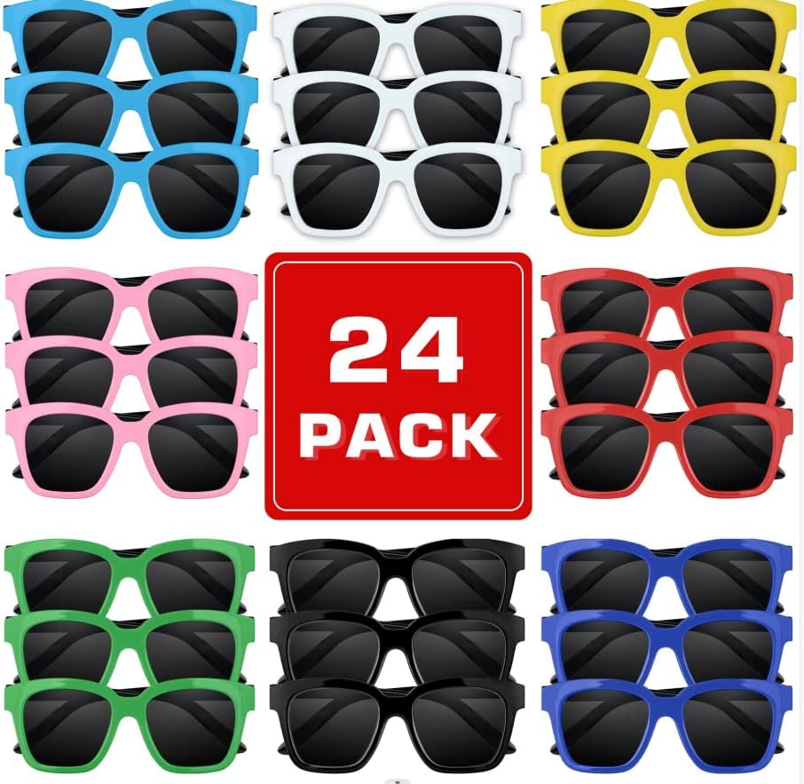 TEPSMIGOTepsmigo Kids Sunglasses Bulk, 24 Pack Toddler Sunglasses - Neon Party Sunglasses for Kids, Bulk Pool Party Favors, Beach Party Favors, Goodie Bag Stuffers, Sunglasses Party Pack for Kids Boys Girls Students